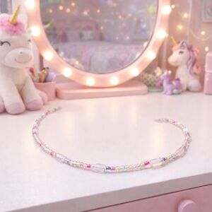 Handmade Girls Necklace w/ Neon Glass Beads - New Item (16")